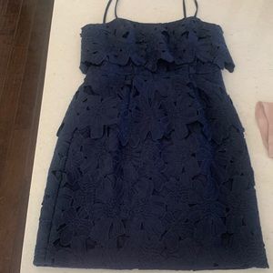 Black Halo navy lace dress